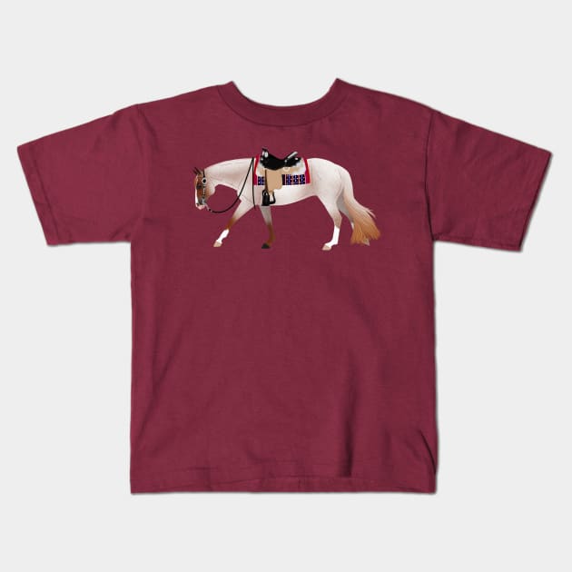 Red Roan Western Pleasure Horse - Equine Rampaige Kids T-Shirt by Equine Rampaige